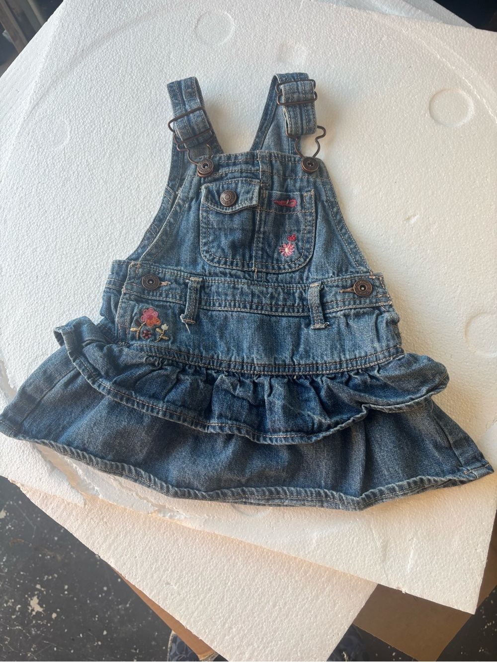 Osh Kosh B’gosh Denim Ruffle Overall Skirt for Kids - Blue 12 month